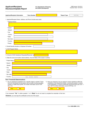 HUD Disclosure Update Report Form 2880