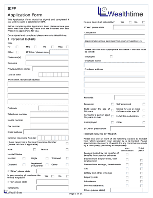 Wealthtime SIPP Application Form