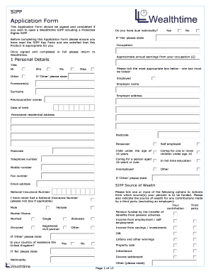 Wealthtime SIPP Application Form