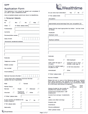 Wealthtime SIPP Application Form