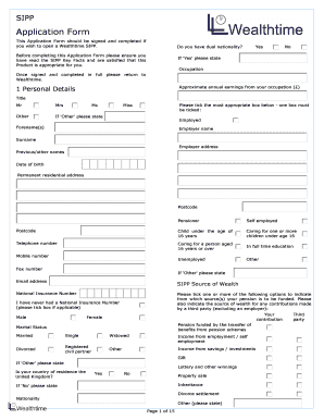 Wealthtime SIPP Application Form