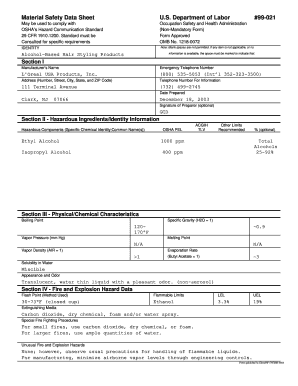 OSHA Hazard Communication Standard Form