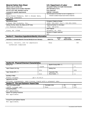 OSHA Material Safety Data Sheet