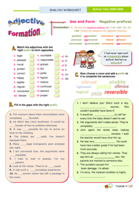 English Worksheet Negative Prefixes