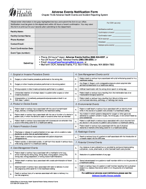 Adverse Events Notification Form