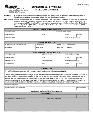 Virginia VSA 98 Repossession Title Application