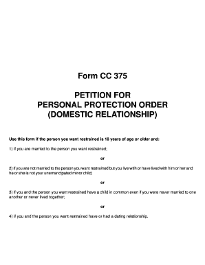 Michigan Personal Protection Order Petition