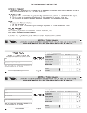 Rhode Island Tax Extension Request Form