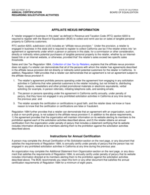 California Annual Certification Regarding Solicitation Activities