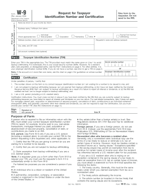 Form W-9 Request for Taxpayer Identification Number and Certification