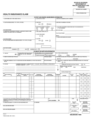 Colorado Health Insurance Claim Form