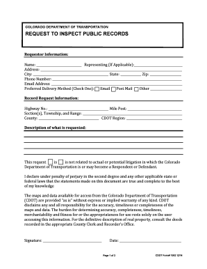Colorado Public Records Inspection Request