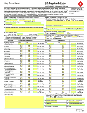 Duty Status Report Form CA-17