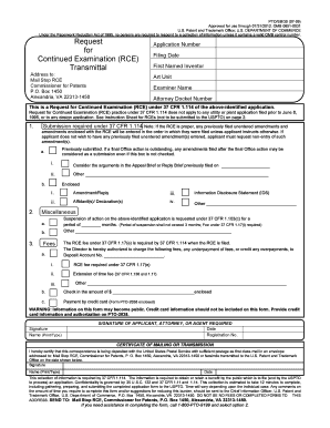 Request for Continued Examination (RCE) Form