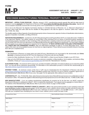 Wisconsin Manufacturing Personal Property Return