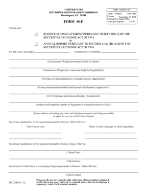 Form 40-F Registration Statement or Annual Report