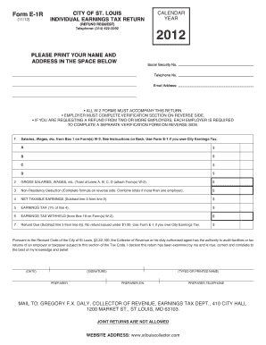 City of St. Louis Individual Earnings Tax Return