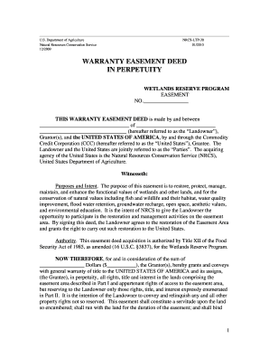 Wetlands Reserve Program Easement Deed