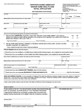 California CNA/HHA Initial Application
