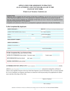 New York Law School Certificate Application