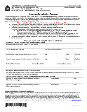 California Contractor License Cancellation Request