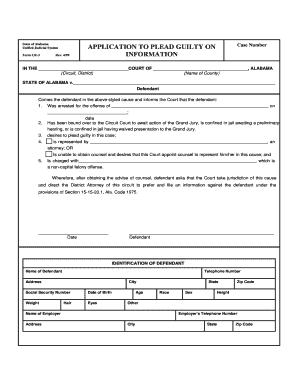 Alabama Guilty Plea Application