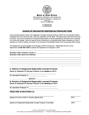 Change of Designated Responsible Producer Form