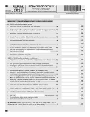 Maine Schedule 1 Income Modifications Form