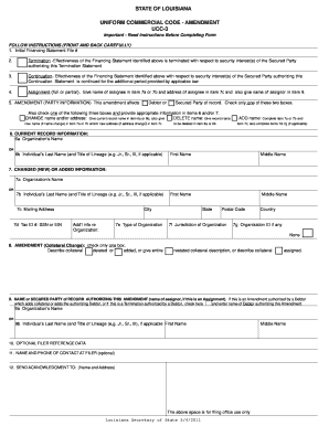 Louisiana UCC-3 Amendment Form