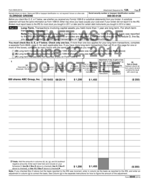 IRS Form 8949 (2014)