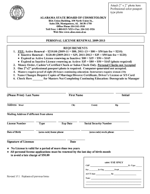 Alabama Cosmetology License Renewal Form