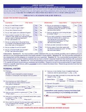 Missouri Juror Questionnaire