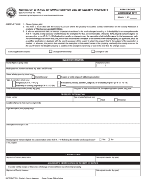 Indiana Change of Ownership or Use of Exempt Property Form