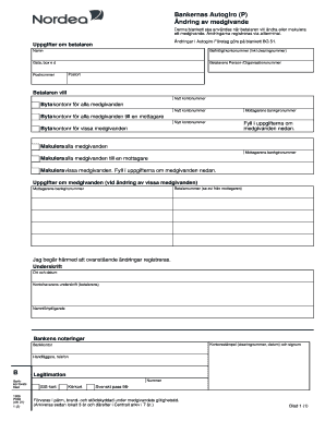 Bankernas Autogiro Consent Change Form