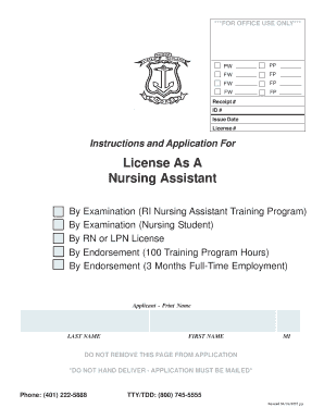 Rhode Island Nursing Assistant Application
