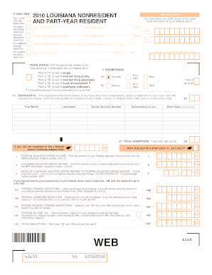 Louisiana Nonresident and Part-Year Resident Income Tax Return