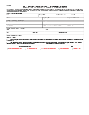 Georgia Dealer's Statement of Sale of Mobile Home
