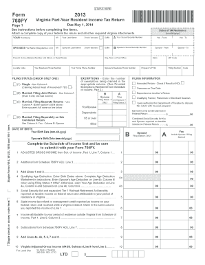 Virginia Part-Year Resident Income Tax Return