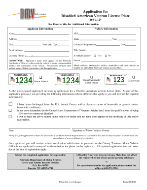 Disabled American Veteran License Plate Application