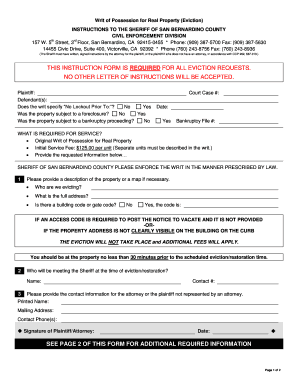 Writ of Possession for Real Property (Eviction)