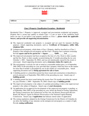 Class 3 Property Classification Exception Form