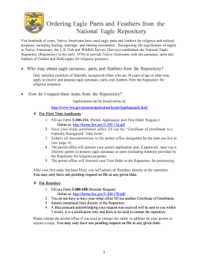 Native American Eagle Parts Permit Application