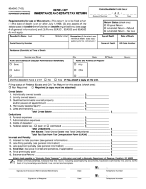 Kentucky Inheritance and Estate Tax Return