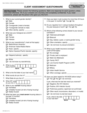 California Client Assessment Questionnaire