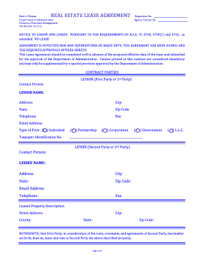 Kansas Real Estate Lease Agreement