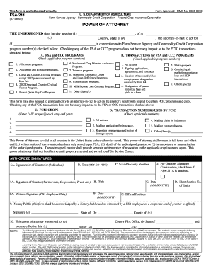 USDA Power of Attorney for FSA and CCC Programs