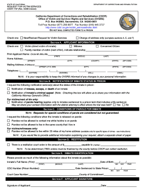 California Victim Services Request Form