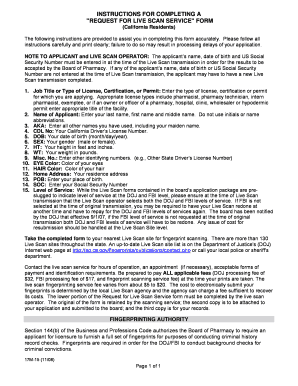 Request for Live Scan Service Form