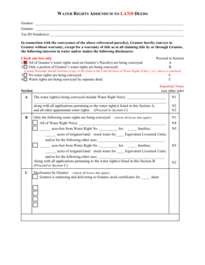 Water Rights Addendum to Land Deeds