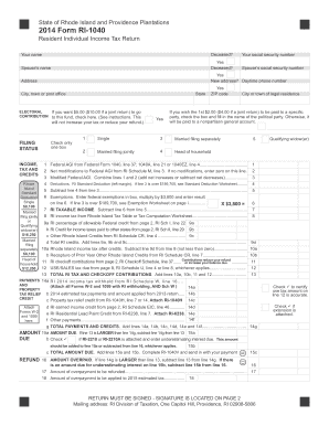Rhode Island 2014 Form RI-1040